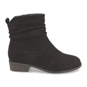 Botin de Mujer, Comodos, con Cana Arrugada, Punta Redonda, y Cierre de Cremallera, Otono Invierno 2020. Talla 38 Negro