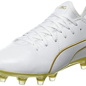 PUMA King Pro FG, Zapatillas de Fútbol Unisex Adulto, Blanco White Team Gold, 42 EU