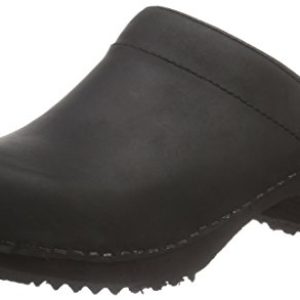 Sanita Chrissy | Zuecos Abiertos | Producto Artesanal Original para Mujer | Zuecos de Piel con Suela de Madera | Negro | 37 EU