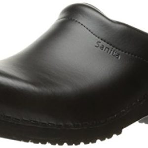 Sanita Sonja PU | Zuecos Abiertos | Producto Artesanal Original para Mujer | Plantilla de Forma anatómica con Espuma Blanda | Negro | 40 EU