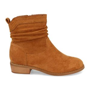 Botin de Mujer, Comodos, con Cana Arrugada, Punta Redonda, y Cierre de Cremallera, Otono Invierno 2020. Talla 41 Camel
