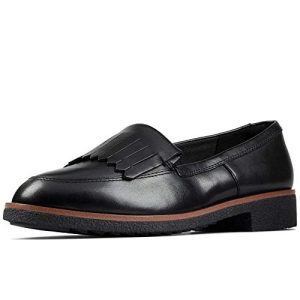 Clarks Griffin Kilt, Mocasines Mujer, Negro (Black Leather Black Leather), 39.5 EU