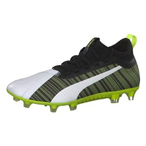 PUMA One 5.2 FG/AG, Botas de fútbol Hombre White Black-Yellow Alert, 43 EU