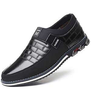 Mocasines Zapatos de Uniforme Cuero de Tobillo Conducción para Hombre Mocasín Clásico Barco Zapatos Oficina Negocios sin Cordones Casuales Ligeros para al Aire Libre (45 EU, Negro 1)