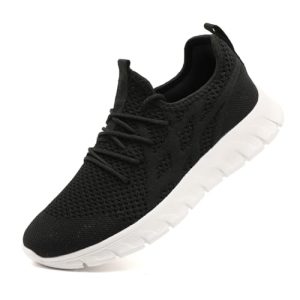 LANGFEUU Zapatillas de Deporte para Hombre Zapatillas de Deporte Tenis Zapatos Deportivos Zapatos Deportivos Zapatos para Correr en la Calle Zapatos Caminar para Correr Blanco Negro EU 42
