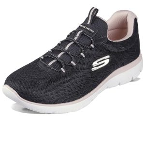 Skechers Summits Lite, Zapatillas Mujer, Black Mesh Light Pink Trim, 40 EU