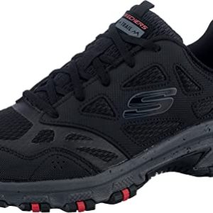 Skechers Hillcrest, Zapatillas Hombre, Black Leather/Mesh/Synthetic/Charcoal Trim, 43 EU