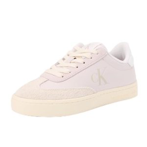 Calvin Klein Sneaker con Suela Cupsole Mujer Classic Low de Piel, Beige (Lilac Ash/Eggshell), 38