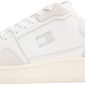 Tommy Jeans Tjw Retro Basket – Tenis para Mujer En0en02818 de caña Baja, Blanco Crudo Stratus Gris, 37 EU
