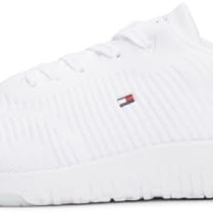 Tommy Hilfiger Runner Sneaker Hombre Corporate Knit Rib Runner Calzado Deportivo, Blanco (White), 40