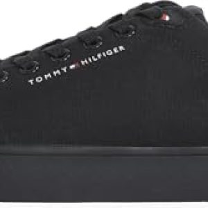 Tommy Hilfiger Sneaker con Suela Vulcanizada Hombre Core Canvas Low Top, Negro (Black), 45