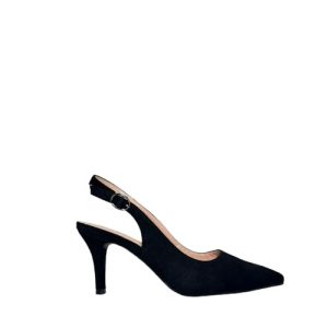 MODELISA – Zapato De Tacon Fino Destanolado De Punta Salon Hebilla Boda Mujer (Negro, 36)