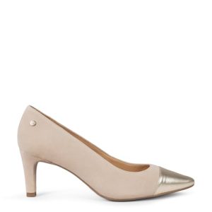 Zapatos de tacón Fino Elegantes Mujer Camel y Dorado, EU 37