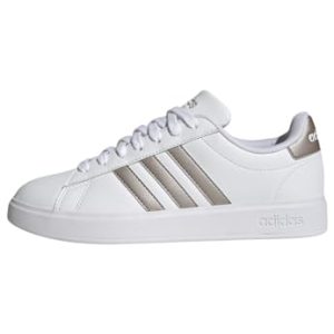 Adidas Mujer Grand Court Cloudfoam Lifestyle Court Comfort Shoes, Cloud White/Platinum Metallic/Platinum Metallic, 38 EU