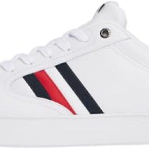 Tommy Hilfiger Sneaker con Suela Cupsole Hombre Icon Court Stripes de Piel, Blanco (White), 41
