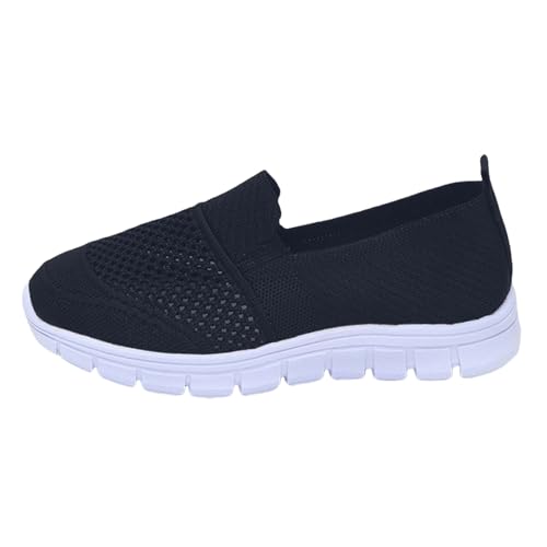 Genérico Zapatillas Sin Cordones Mujer Cómodos Casual para Zapatos Casuales de Malla Transpirable con Plana Y Punta Redonda para Mujer,Color Liso,2025 Deportivas Deporte Anchos (Blue,36)