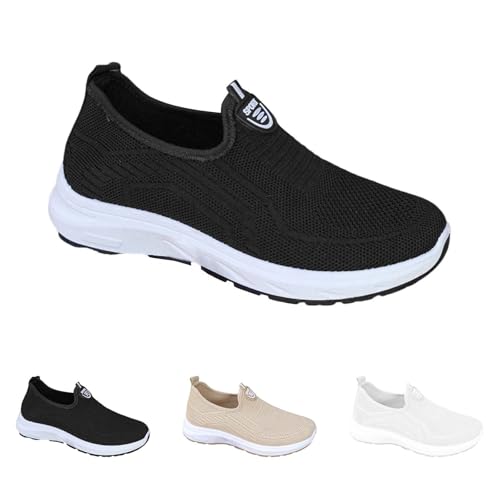 Zapatillas Mujer Deporte Verano Comodas Zapatos Deportivos Slip on Transpirables Casual Moda Sneakers Sin Cordones Clasico Antideslizante Calzado Malla Barefoot Entretiempo para Caminar Fitness