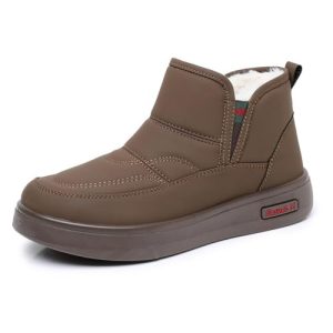 Botas De Nieve De Invierno Para Mujer Impermeables Forro Polar Cálido Botines Sin Cordones Zapatos Ligeros y Casuales Café 38 EU