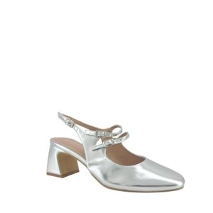 MODELISA – Zapato De Tacón Medio Salón Correas Dobles con Hebillas Boda Fiesta para Mujer (Plata, Sistema Tallas Calzado EU, Adulto, Mujer, Números, Mediano, 37)
