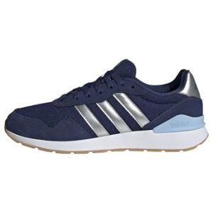 adidas Mujer Run 60s 4.0 Shoes, Dark Blue/Silver Met/Glow Blue, 39 1/3 EU