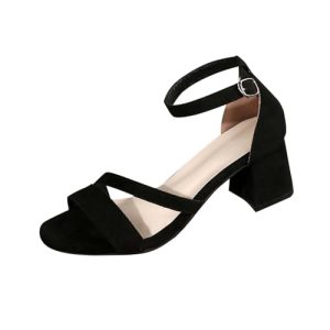 Sandalias Barefoot Mujer Ofertas,Sandalia de Tacon para Mujeres Diseno Moderno Elegante Zapatos Mujer Comodos Vestir con Tacones Gruesos Sandalias de Puntera Abierta para Boda Noche Evento Fiesta