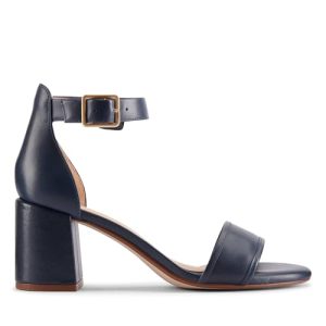 Clarks – Ezoria Mae, Sandalia De las mujeres, Navy Leather,