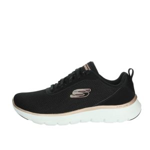 Skechers Flex Appeal 5.0, Zapatillas de Deporte Mujer, Malla Negra con Ribete de Oro Rosa, 38 EU