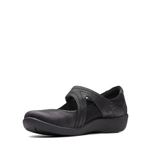 Clarks Sillian Bella, Zapatos Planos Mary Jane Mujer, Black Synthetic, 37.5 EU Ancho