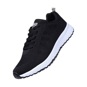 Genérico Zapatillas de Deporte Mujer Zapatillas Anchas Zapatos de Mujer,Zapatos Casuales,Verano,Casuales con Tacón Transpirable Y Hueco Casual Sneakers Cómodos Y Ligeros (Black,38)