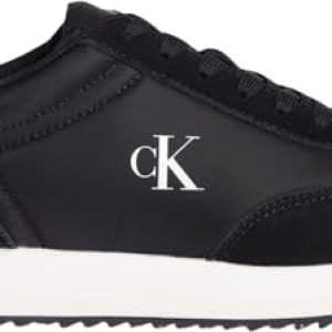 Calvin Klein Runner Sneaker Mujer Laceup de Piel, Negro (Black/Bright White), 41
