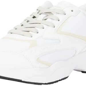 Calvin Klein Court Sneaker Hombre Retro Tennis Low Multilayer Chunky, Blanco (B White/O Mushroom), 43