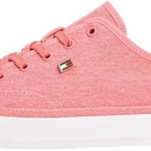 Tommy Hilfiger Sneaker con Suela Vulcanizada Mujer Washed Canvas Low Top, Rojo (Washed Cherry), 38