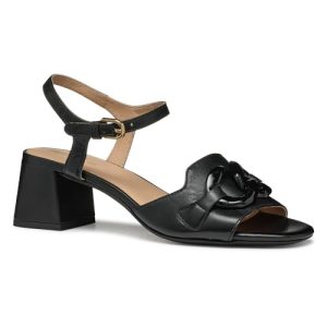Geox D New ERAKLIA 50 T C, Sandalia Tacón Mujer, Black, 41 EU