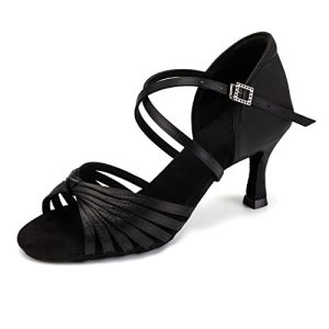 VCIXXVCE Mujer Zapatos de Baile Latino Negro Profesional Salsa Tango Bachata Práctica Zapatos de Baile de Salon, 37 EU
