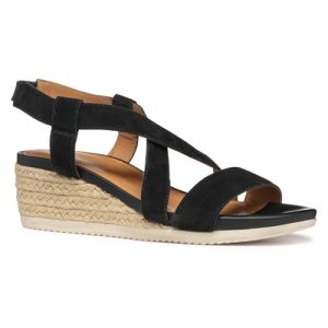 Geox D Ischia Corda A, Sandalia de cuña Mujer, Black, 39 EU