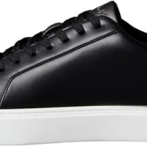 Calvin Klein Sneaker con Suela Cupsole Hombre Classic Laceup de Piel, Negro (Black/Bright White), 41