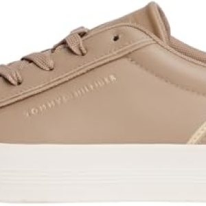 Tommy Hilfiger Sneaker vulcanizadas Mujer Foxing de Piel, Beige (Coastal Taupe), 37