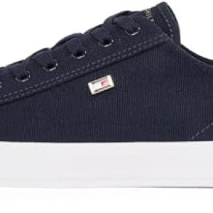 Tommy Hilfiger Sneaker con Suela Vulcanizada Mujer Canvas Lace Up Elegante, Azul (Space Blue), 40