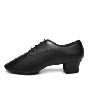 JUODVMP Zapatos Baile Latino Hombre de los de Cuero Lace up estándar Tango latín Jazz Moderno Performance Danza Zapatos Negro,40.5 EU