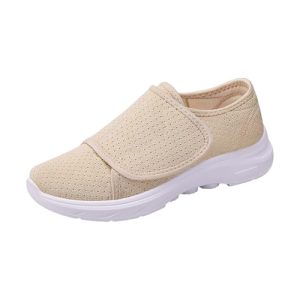 Genérico Zapatillas Mujer Deporte Zapatillas Anchas Mujer Zapatos Casuales Cómodos Y Transpirables de Verano para,Planos,Antideslizantes,de Malla con Parte Extra Anchas Deportivas (Beige,37)