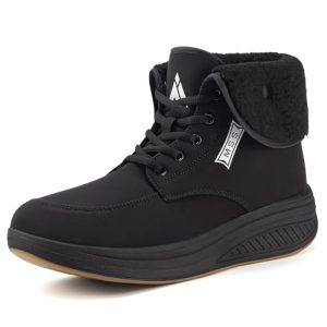 Mishansha Impermeable Botas de Nieve Mujer Botines Invierno Antideslizante Zapatos Trekking Cálido Outdoor, Negro Cálido 37 EU