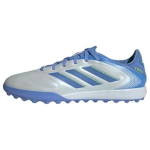 adidas Unisex Zapatilla de fútbol Copa Pure 3 League moqueta, Halo Blue/Blue Fusion/Lucid Lemon, 41 1/3