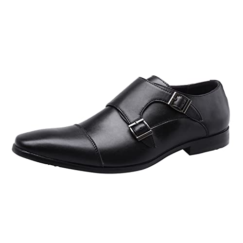 Zapatos de cuero para hombre, puntera puntiaguda, hebilla de monje de doble correa, informales, clásicos, antideslizantes, de piel Oxford, zapatos Derby para conducir, comodidad, boda, fiesta, b, 42.5