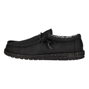 HEYDUDE Wally Canvas – Zapatos Estilo Mocasín para Hombre, Black/Black, 43