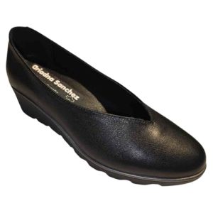 Ariadna Sánchez Zapatos Salón Mujer Vesta Cuña Plataforma, Cómodos, Azafatas, Trabajo. Calzado de Piel Fabricados en España Tacón Medio (Negro, Sistema tallas calzado EU, Adulto, Números, mediano, 41)