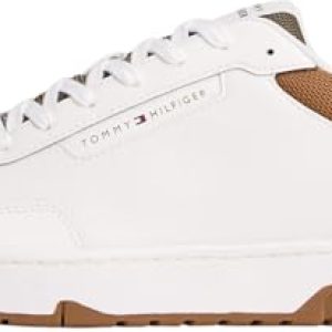 Tommy Hilfiger Cupsole Sneaker Hombre Basket Core Low Top, Multicolor (Ecru/Army Green), 42