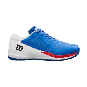 Zapatillas de Tenis Hombre Wilson Rush Pro Ace Clay, Ajuste Seguro y Soporte Dinámico, Malla Transpirable, Ideales para Tierra Batida, Color: Azul Deja VU/Blanco/Infrarrojo, Talla: 342.5