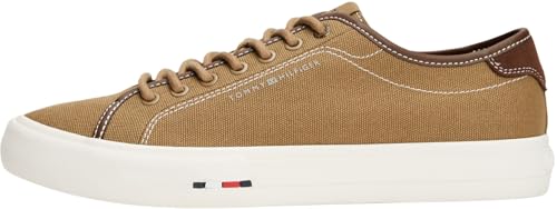 Tommy Hilfiger Sneaker con suela vulcanizada Hombre Street Canvas con logotipo, Marrón (Rooted Brown), 44
