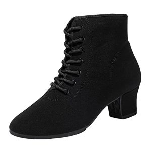 ZHENSI Zapatos De Baile para Mujer Zapatos De Baile Modernos con Suela Dividida Suela De Goma Tacón Medio Grueso Botines,Rubber Sole,39 EU