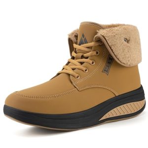 Mishansha Impermeable Botas de Nieve Mujer Botines Invierno Antideslizante Zapatos Trekking Cálido Outdoor, Amarillo Cálido 38 EU